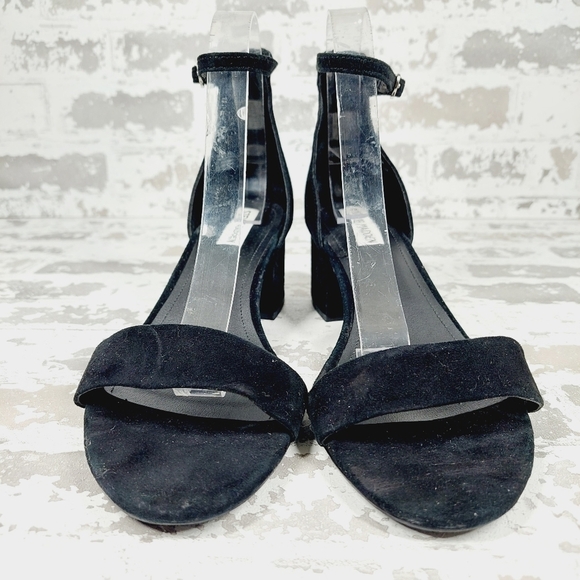 Steve Madden Women's Irenee Black Leather Slip On Block Heeled Sandals M927 - Picture 3 of 11